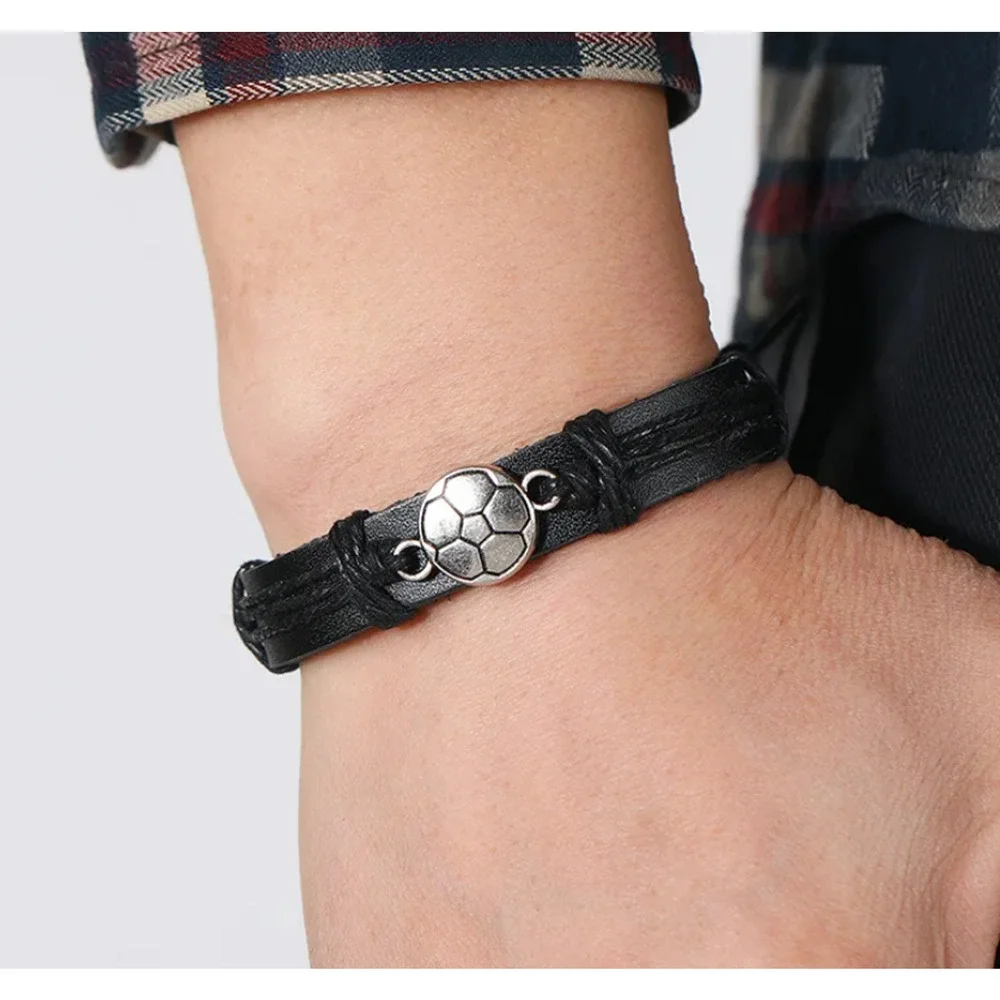 Pu Leather Soccer Men Bracelets